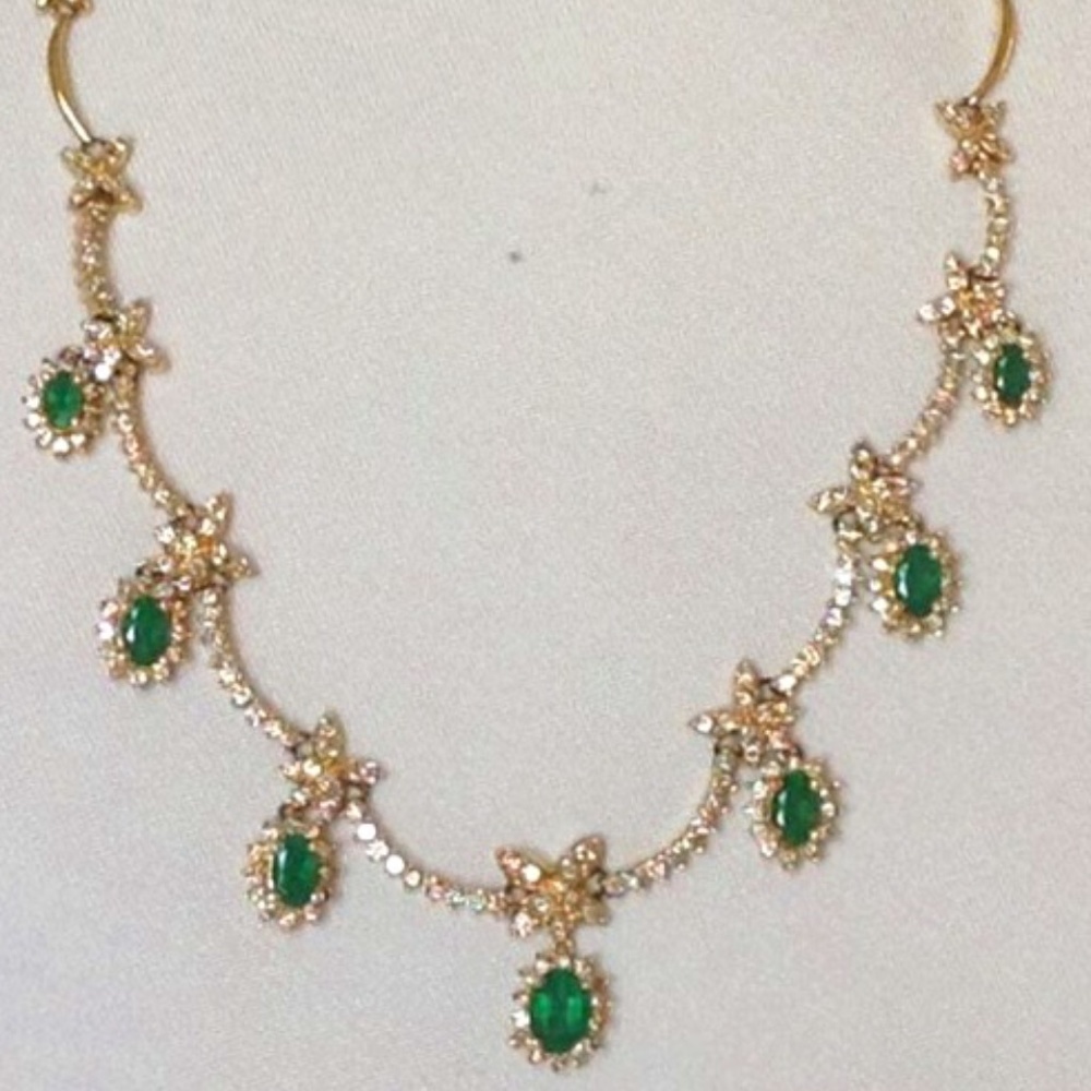 SOLD Layaway! Genuine Emerald/Diamond Necklace 14K - Picture 1 of 8